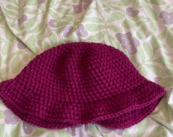 Crochet pink bucket hat