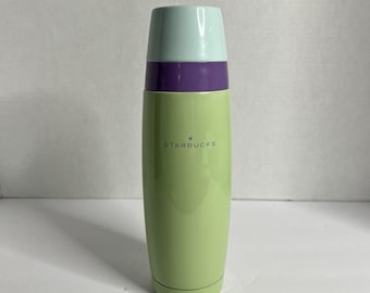 Termo Starbucks de acero inoxidable, color verde menta, lavanda y morado, 16 oz, vintage, año 2005