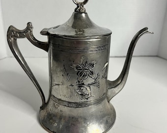 Vintage Sheffield Coffee Teapot Silver Plated #851 7.5” H
