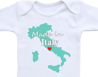 Made in Italy, or any country / city / region, with personalized colors! Made in Onesie®  Baby Shower Gift, Baby Shirt, Newborn Announcement