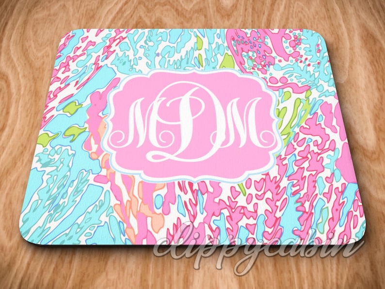 Monogram Mouse Pad Monogram Mousepad Roses Mousepad Custom Etsy