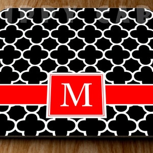 Clover Mouse Pad Monogram Mousepad Pattern Mousepad Custom Design Mouse Pad Custom Mousepad Personalized Monogram Mouse Pad Black and Red