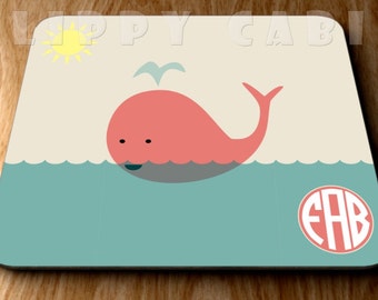 Monogram Mousepad Monogram Mouse Pad Whale Mousepad Whale Mouse Pad Custom Mousepad Custom Mouse Pad Circle Font Cute Mousepad