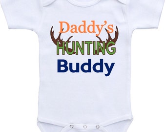 Daddy's Hunting Buddy Onesie® Bodysuit Cute baby shower gift boy or girl. Hunting Buddy shirt. Hunting Onesie®