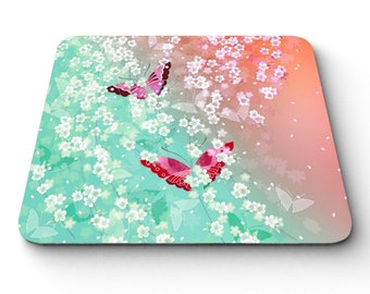 Butterfly Mouse Pad Butterfly MousePad Asian Mouse Pad Asian Mousepad Sakura Flowers Mouse Pad Flowers Mousepad Floral Mouse Pad Japanese