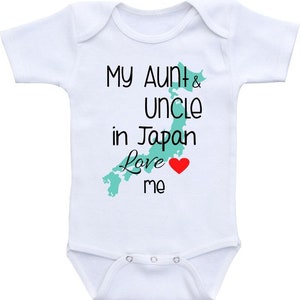 My Aunt and Uncle in Japan Love Me Onesie® Bodysuit Gerber Baby Shower Gift My Aunt Loves Me Shirt My Uncle Loves Me Custom Bodysuit