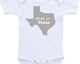 Made in Texas or any state Onesie® Gerber Onesie® Bodysuit Cute Baby Shower Gift for Baby Boy or Baby Girl, baby shirt