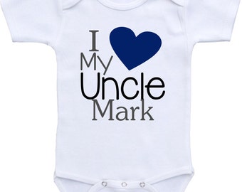 Personalized I love my uncle Onesie® Gerber Onesie® Bodysuit Cute birth announcement baby shower gifts, uncle shirt