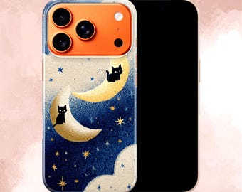 Celestial Cat Moon Phone case for iPhone, Samsung & Pixel