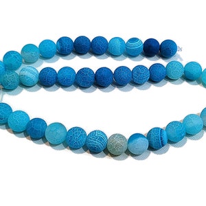Natural Crackle Agate Beads, Dyed, 10mm, Blue, Bead Supplies, Craft Gifts