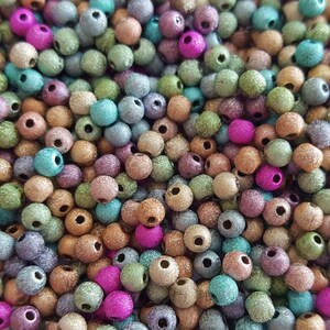 Round Stardust Spacer Beads - Multi-Colored - 4mm  (50)