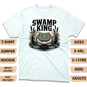 Swamp King Alligator T-Shirt, Bold Bayou Gator Jumper, Crocodile Lovers Hoodie, Wildlife Fans & Swamp Legends Tee, Nature Junkies Top
