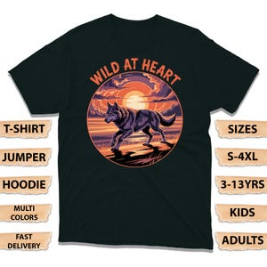 T-shirt loup sauvage, pull majestueux loup hurlant au coucher du soleil, sweat à capuche Nature Lovers, t-shirt Wilderness Explorers, haut Lone Wolves