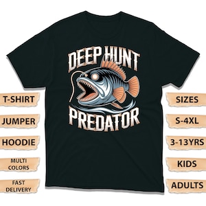 Deep Hunt Predator T-Shirt, Fierce Angler Fish Jumper, Hardcore Fishermen Hoodie, Ocean Warriors & Deep Sea Horror Fans Tee