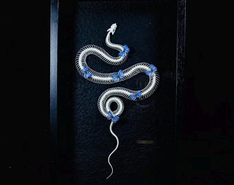 Snake Skeleton Shadow Box: Gothic Botanical Display, Violet Butterflies