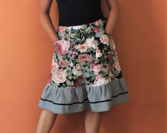 Wrap Skirt with pockets, handmade, gift idea, one size fits most (small to large)