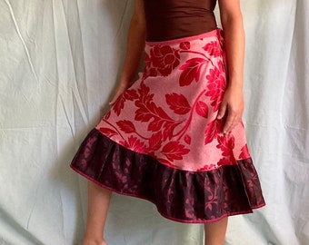 below knee length skirt, wrap, aline, wraparound, handmade, gift idea, one size fits most (small to large)
