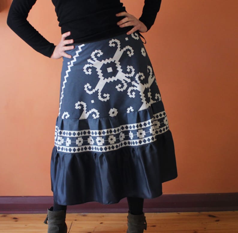 purple black Long Wrap Skirt pockets gray one size fits most small - large