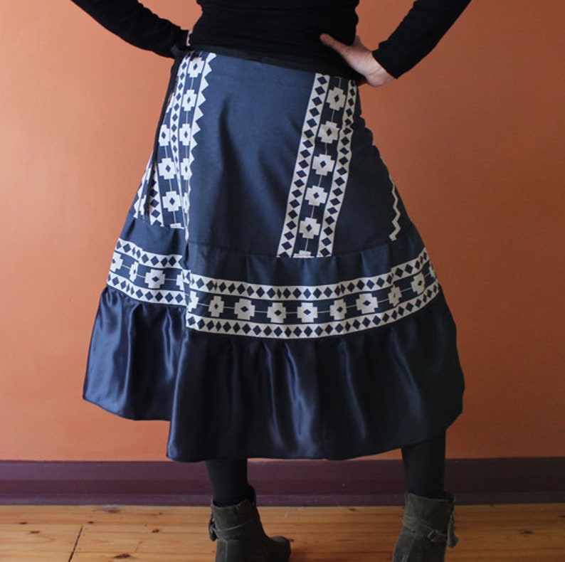 purple black Long Wrap Skirt pockets gray one size fits most small - large