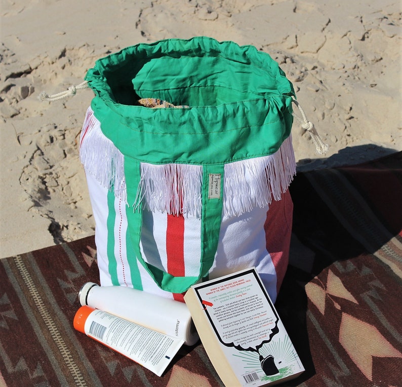 Beach bag, project bag, grocery bag, multi purpose bag, large, travel bag, handbag, handmade, recycled/repurposed fabric image 6