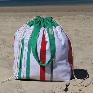 Strandtasche, Projekttasche, Einkaufstasche, Mehrzwecktasche, Groß, Reisetasche, Handtasche, handgemacht, recycelter Stoff Bild 5