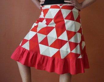 Wrap Skirt, one size fits most, red and white retro design.