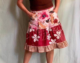Knee length wrap skirt, pockets, handmade, gift idea, one size fits most (small to large)