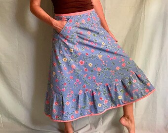 maxi skirt, long, wrap skirt, pockets, handmade, great gift idea, one size fits most (small to large)