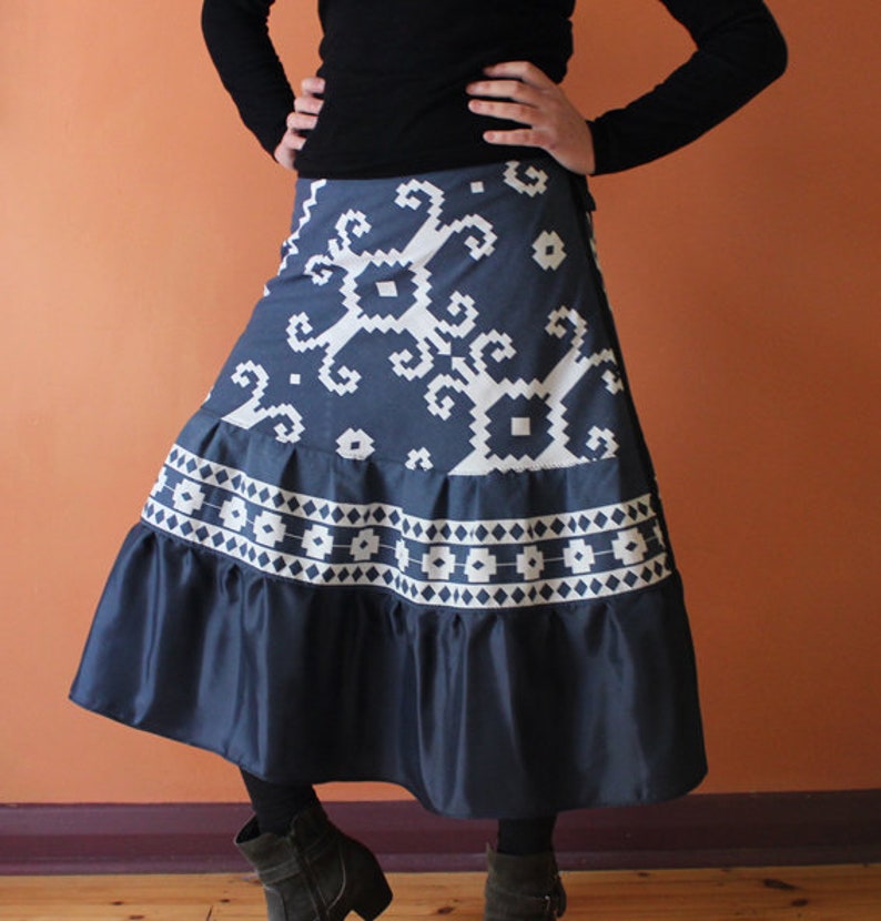 purple black Long Wrap Skirt pockets gray one size fits most small - large