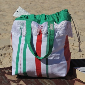 Beach bag, project bag, grocery bag, multi purpose bag, large, travel bag, handbag, handmade, recycled/repurposed fabric image 3