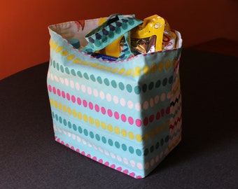 Reusable grocery bag, Reversible, Recycled fabric, tote,