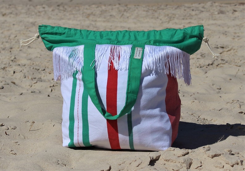 Sac de plage, sac de projet, sac d'épicerie, sac multi-usages, grand, sac de voyage, sac à main, fait main, tissu recyclé/réutilisé image 4