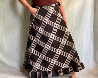 maxi skirt, full length, wrap skirt, pocket, handmade, gift idea, one size fits most (small to large)