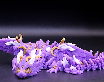 Celestial Lunarwing Dragon – 3D Printed Articulated Fantasy Dragon Figurine Gift