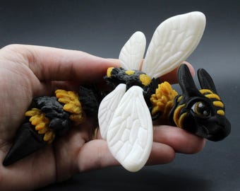 Figurka małego smoka Bumblebee | Druk 3D | Fantastyczna dekoracja z brokatem Shimmer Glitter