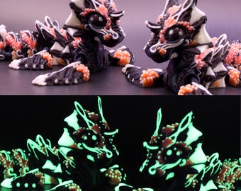 Articulated Baby Sea Strider Dragon – Bioluminescent 3D Printed Fantasy Collectible