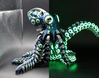 Articulated Robotic Octopus – Glow in the Dark 3D Printed Sci Fi Desk Decor LARGE