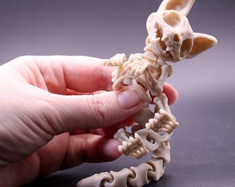 Articulated Skelly Cat 3D Printed Skeleton Cat – PLA or ASA Halloween Decor