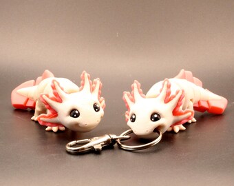 Peaches and Cream Mini Axolotl – 3D Printed Articulated Figurine, Desk Companion, Axolotl Gift