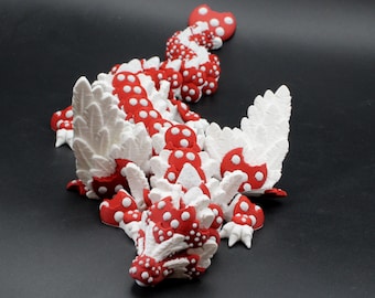 Drago di biscotti alla vaniglia in velluto rosso - Decorazione con drago fantasy articolato stampato in 3D, drago da dessert