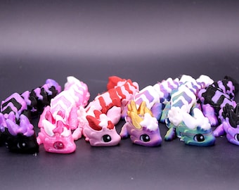 Baby Atria Articulated Dragon - 3D Printed Gift with Stars & Cute Snoot - Dream guardian