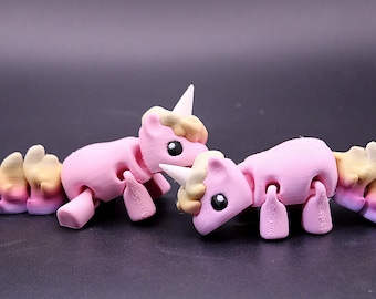 Mini Articulated Unicorn Figurine – Pink Pastel Rainbow 3D Printed Kawaii Gift & Desk Charm
