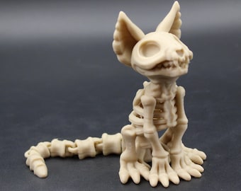 Figura de gato esqueleto articulado para escritorio, decoración gótica de Halloween