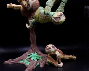 3D Printed Poseable Sloth – Articulated Figurine for Desk Fidget & Hanging Decor