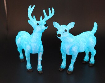 Glow in the Dark Spirit Deer Set – 3D Printed Forest Guardian Pair
