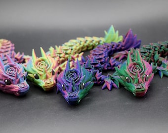 3D Printed Articulated Rose Dragon – Fantasy Decor, Collectible Creature