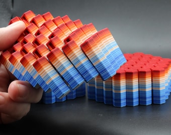 Climate Data StrataStack Hex Fidget – drukowana w 3D dekoracja biurka Fidget – średnia