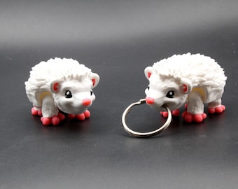 Albino Mini Hedgehog – 3D Printed Textured Hedgehog Figurine, Keychain or Desk Companion
