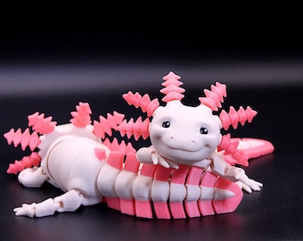 Geleed axolotl-beeldje – 3D-geprint, verstelbaar bureau huisdier- en verzamelcadeau