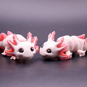 Mini axolotl articulé - Jolie figurine axolotl rose imprimée en 3D avec queue mobile